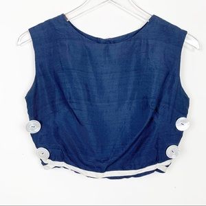Vintage | Silk Button Back Crop Sailor Top